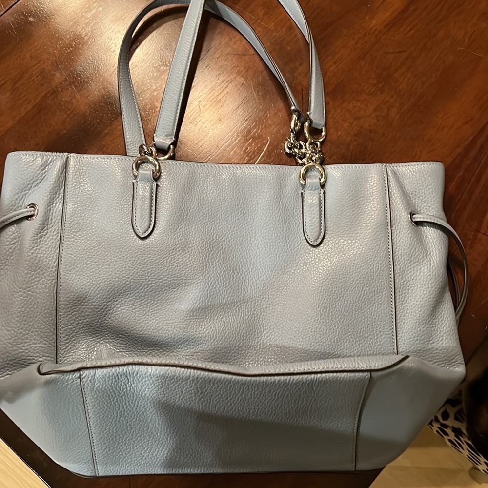 Coach Leather Tote Powder Blue - Picture 4 of 6